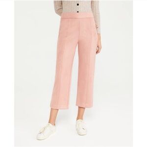 New Ann Taylor faux suede wide leg crop seam pants in pink size 4